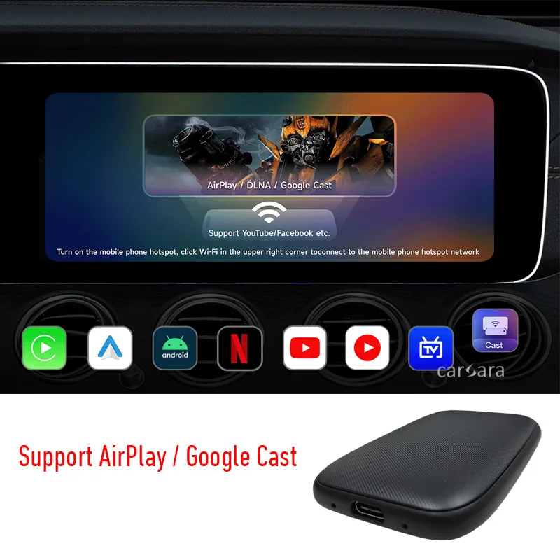 Бърза връзка, безжичен видеодонгл Android, CarPlay AI Box, адаптер за стрийминг на видео YouTube, Netflix, авто TV приемник за iPhone