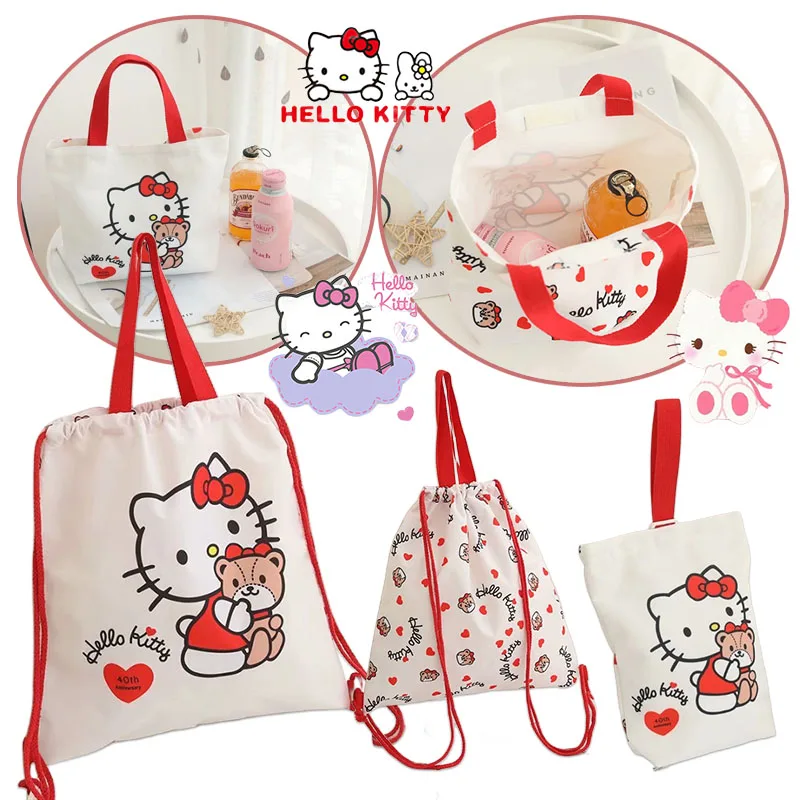 Sanrio Hello Kitty Раница на съвсем малък, чанта за съхранение, холщовая чанта с изображение на анимационни герой от Аниме, сгъваема пазарска чанта с думите, чанта за багаж, чанта за момичета