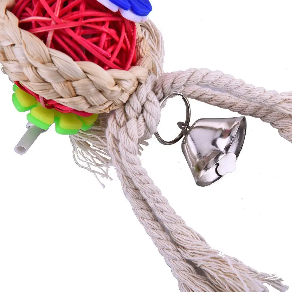 Играчка за папагал с извънбордов ротанговым топка, играчки за изкачване памук въже, Играчки за дъвчене с камбана, Аксесоари за клетката, Играчки за домашни птици, Подаръци на едро