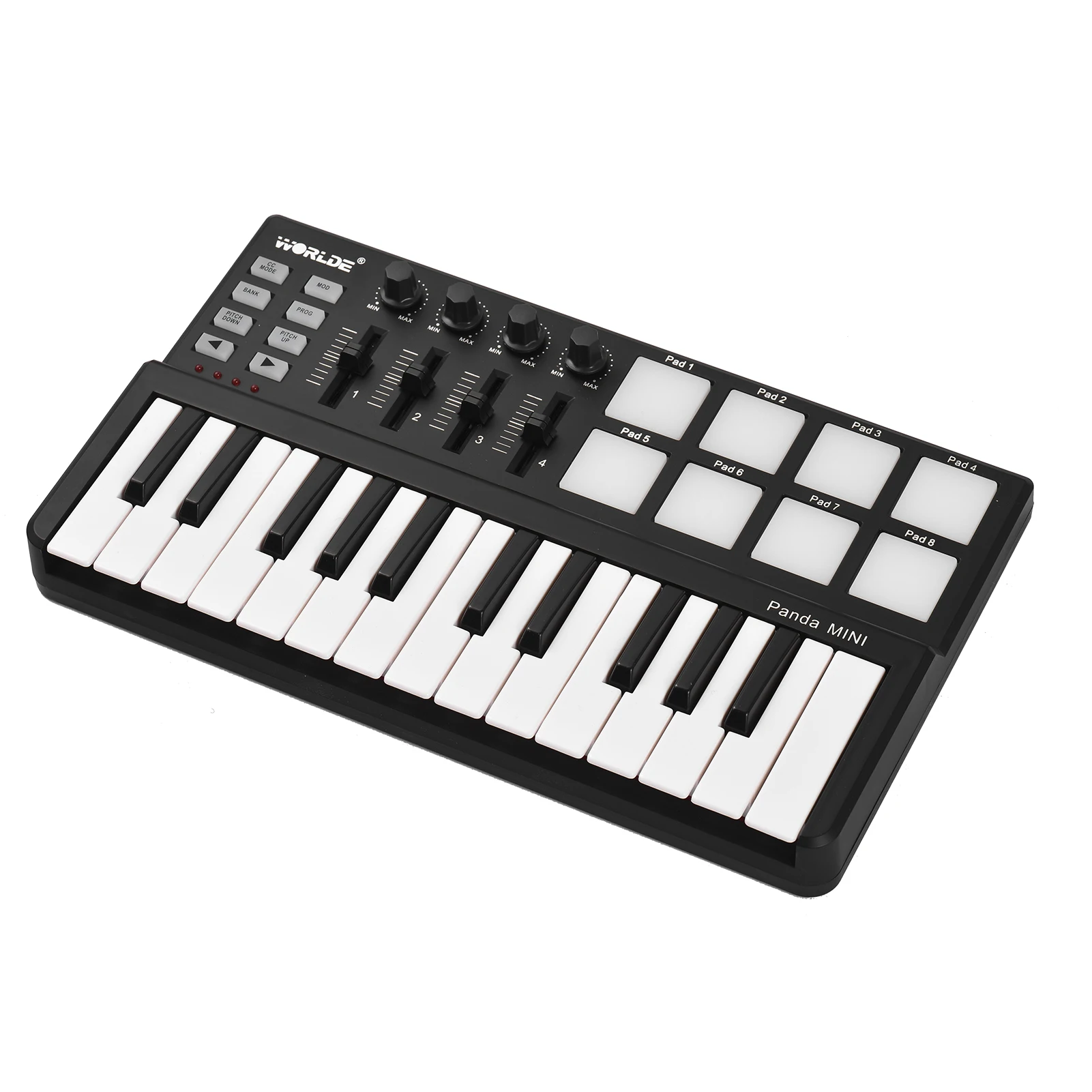 Worlde Panda MIDI Keyboard Controller Мини-25-ключ клавиатура USB-клавиатура и шок панел MIDI Controller Професионални Музикални инструменти ГОРЕЩИ