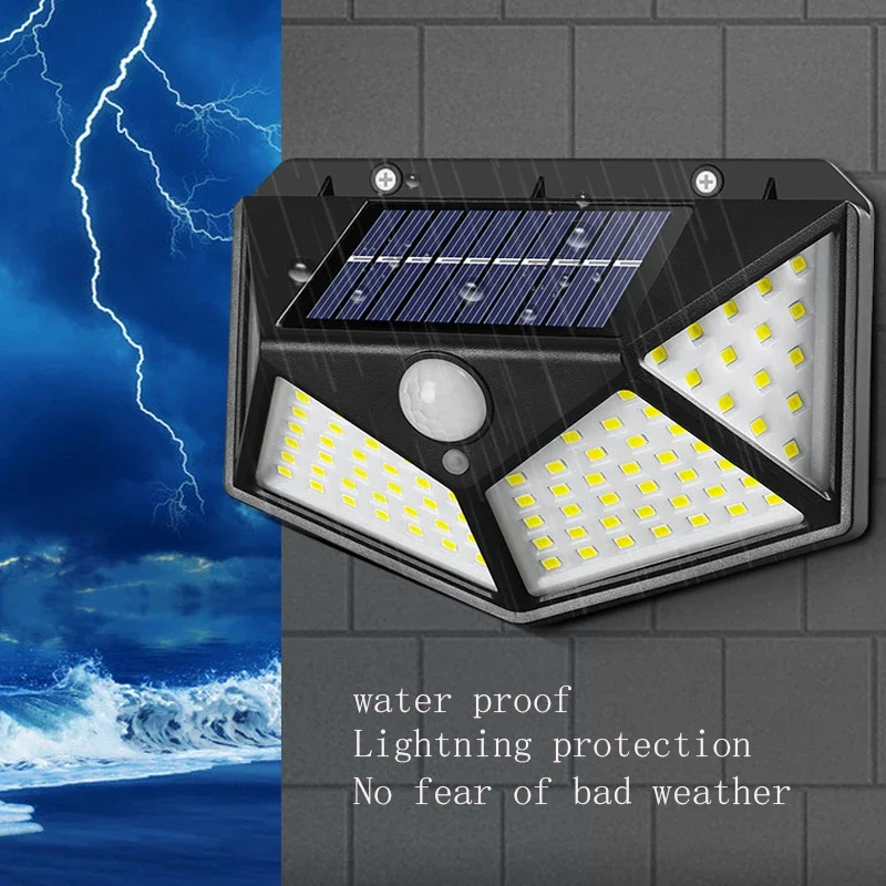 Led лампа със слънчева сензор за движение, външно широкоугольное осветление, водоустойчиви безжична система за сигурност, IP67, прожектори, захранван със слънчева енергия отвън