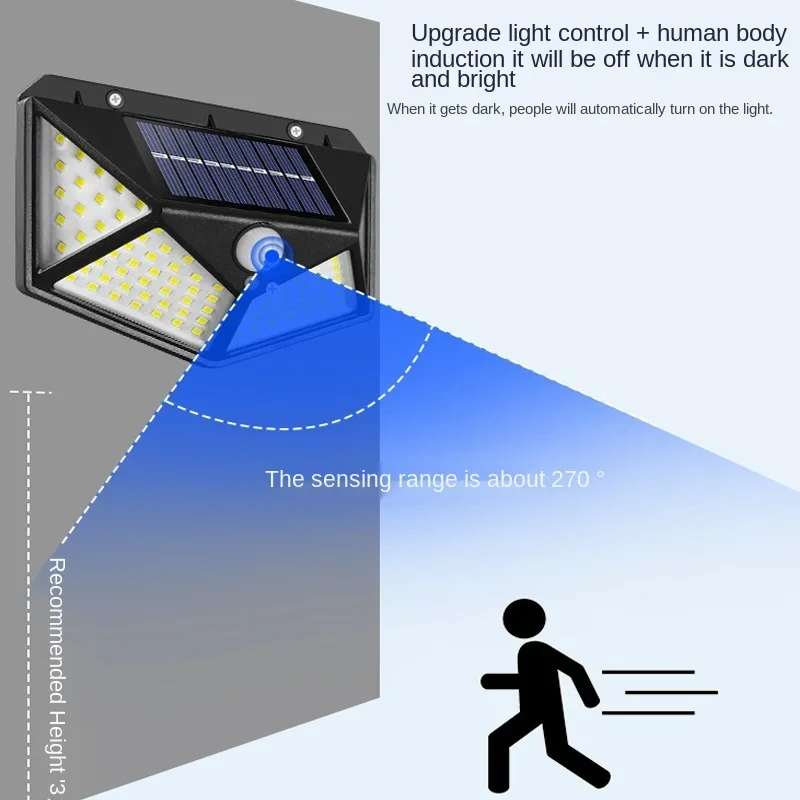 Led лампа със слънчева сензор за движение, външно широкоугольное осветление, водоустойчиви безжична система за сигурност, IP67, прожектори, захранван със слънчева енергия отвън