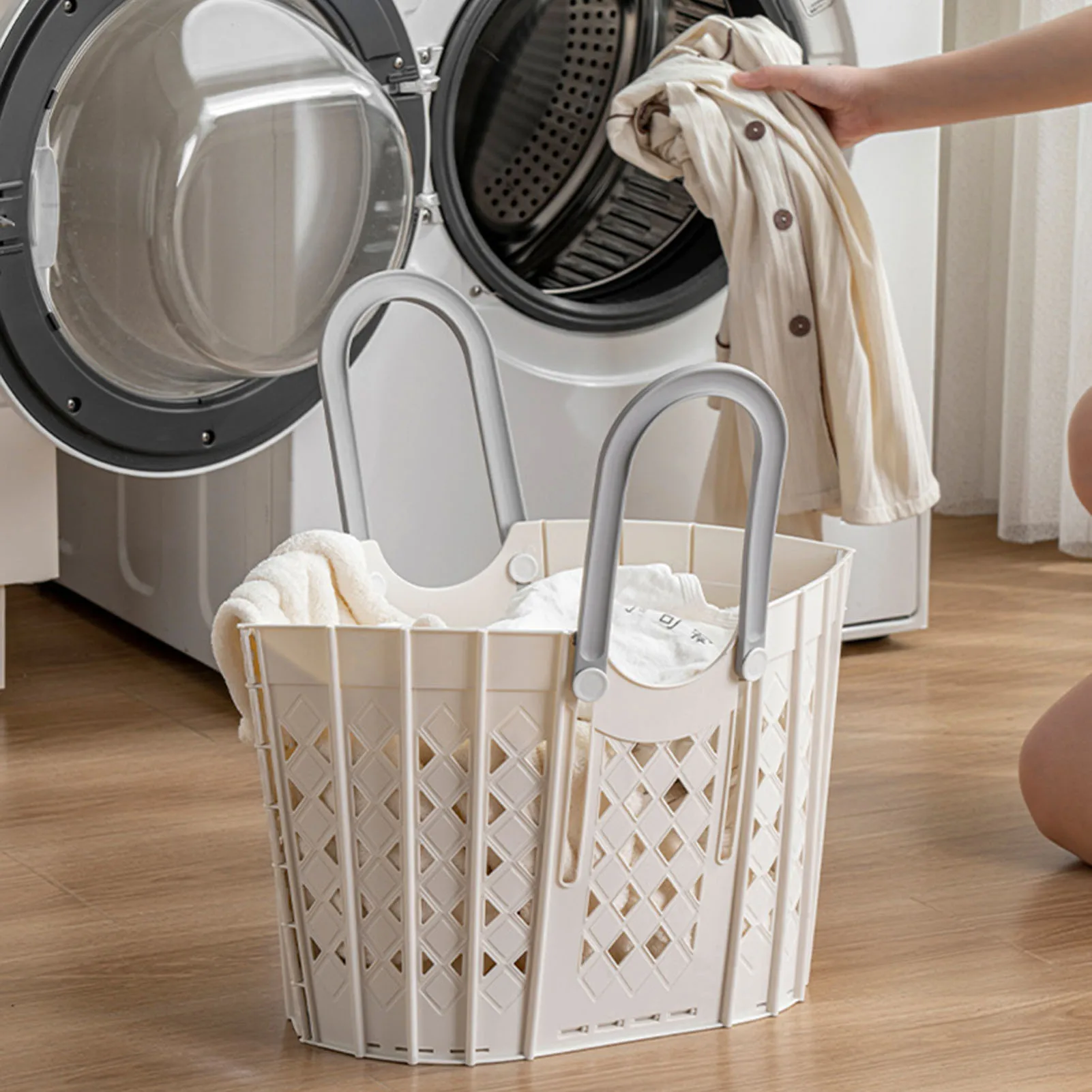 Сгъваема кошница за дрехи в банята Здрав органайзер за съхраняване на мръсно бельо запазване на място за общежитието на колежа или у дома