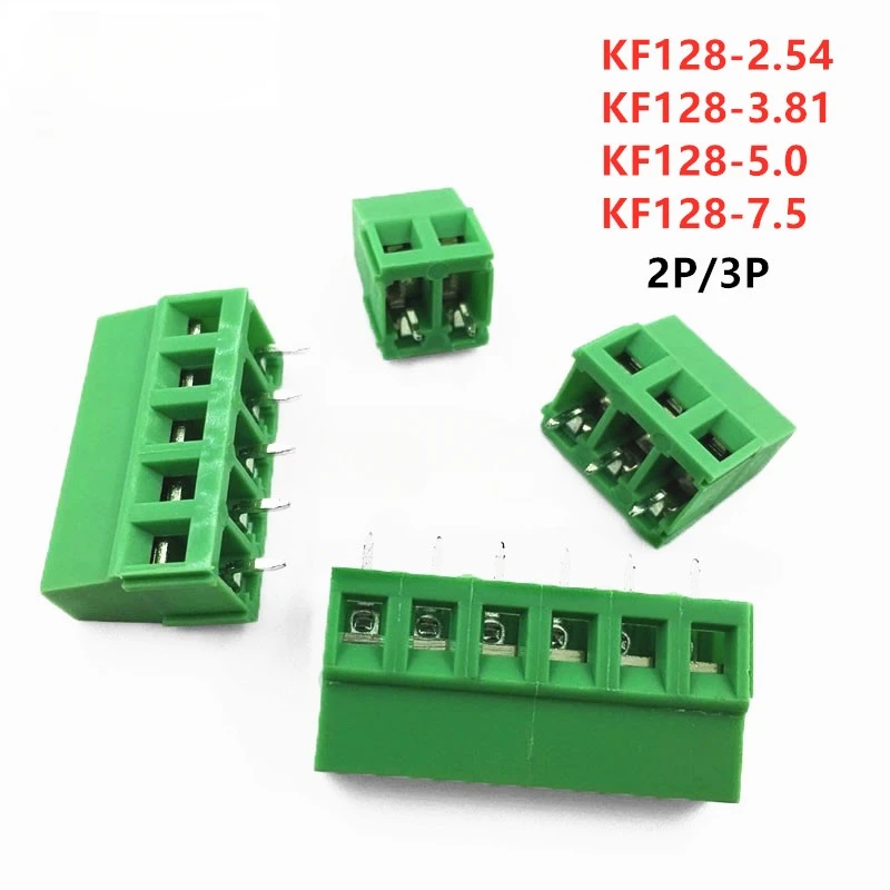 10шт KF128-2Pin/3Pin 2.54 / 3.5 / 3.81 / 5.0 / 7.5 разстояние между клеммами клеммной подложки за свързване Винтови клеми за печатни платки