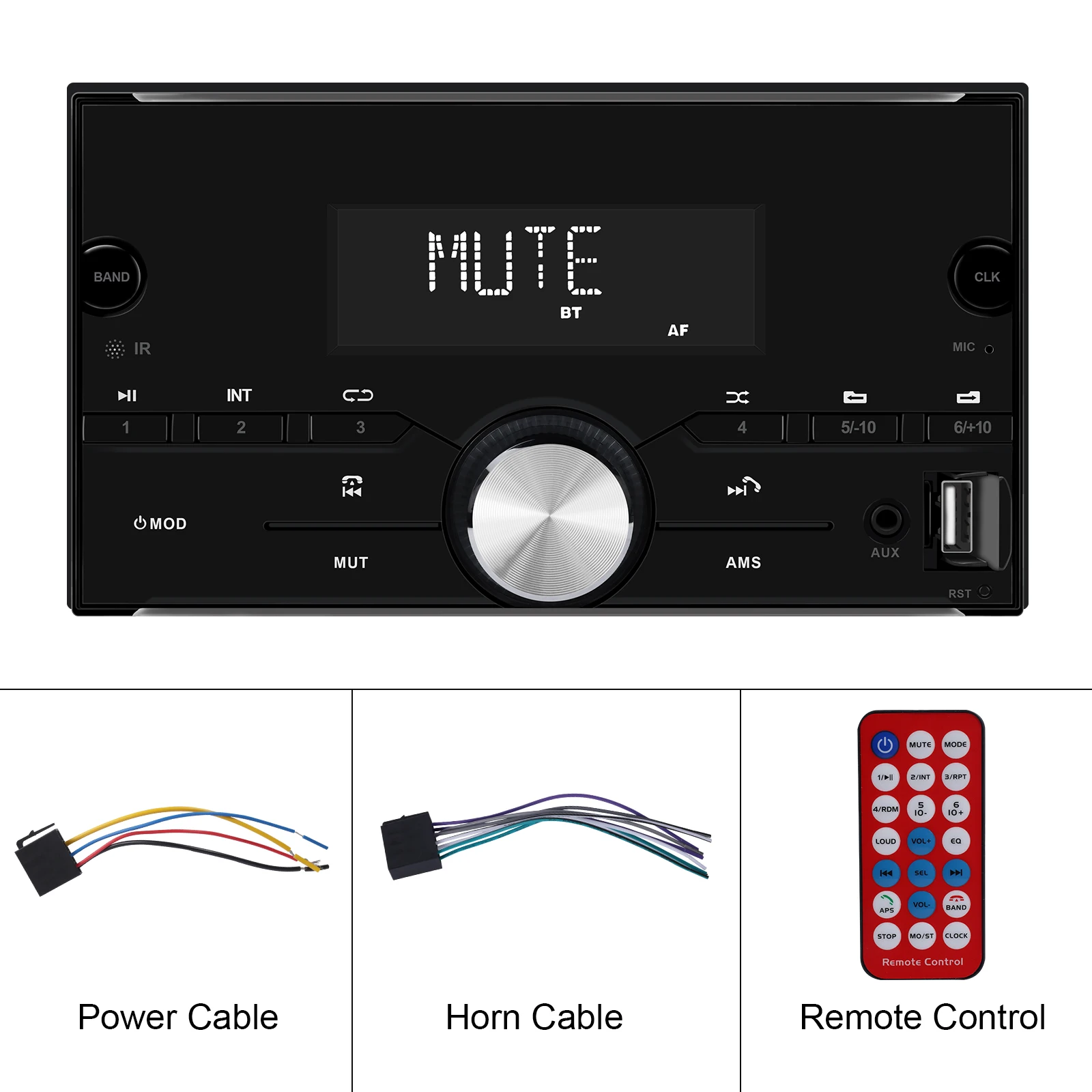 Авто плейър Hikity 2DIN MP3 Bluetooth, Гласов асистент AM FM радио Цветни светлини Интерфейс USB Стерео авторадио