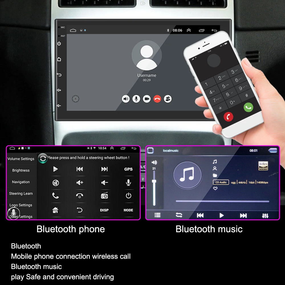 Мултимедиен плеър, Bluetooth и WIFI За радио MirrorLink Carplay 7/9/10 Инча, GPS, Android 10,0 2 Din микрофон FM-Приемник