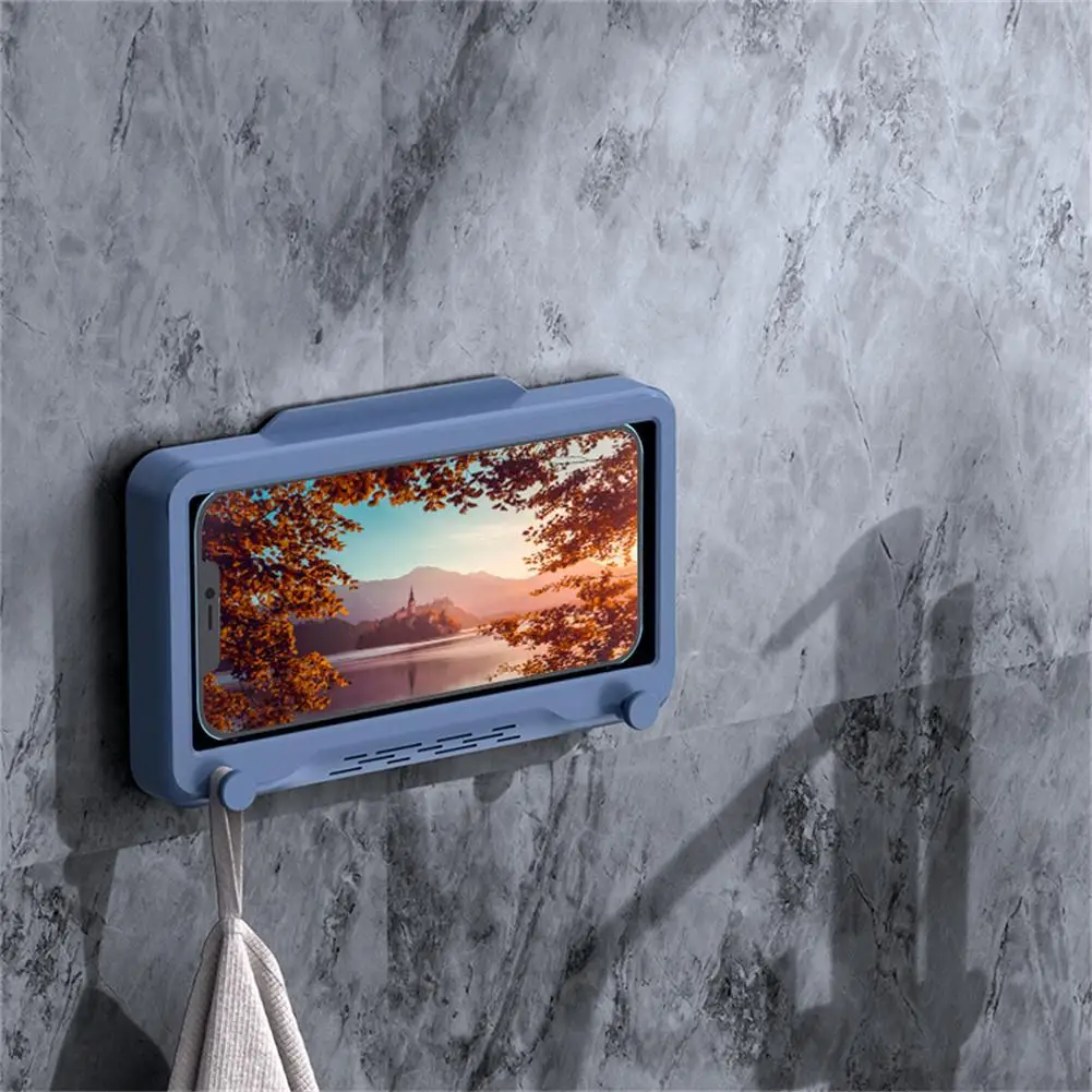 Водоустойчив шкаф за своята практика за телефона, монтиран на стената рафтове за съхранение в банята с душ Водоустойчив шкаф за съхранение на смартфони
