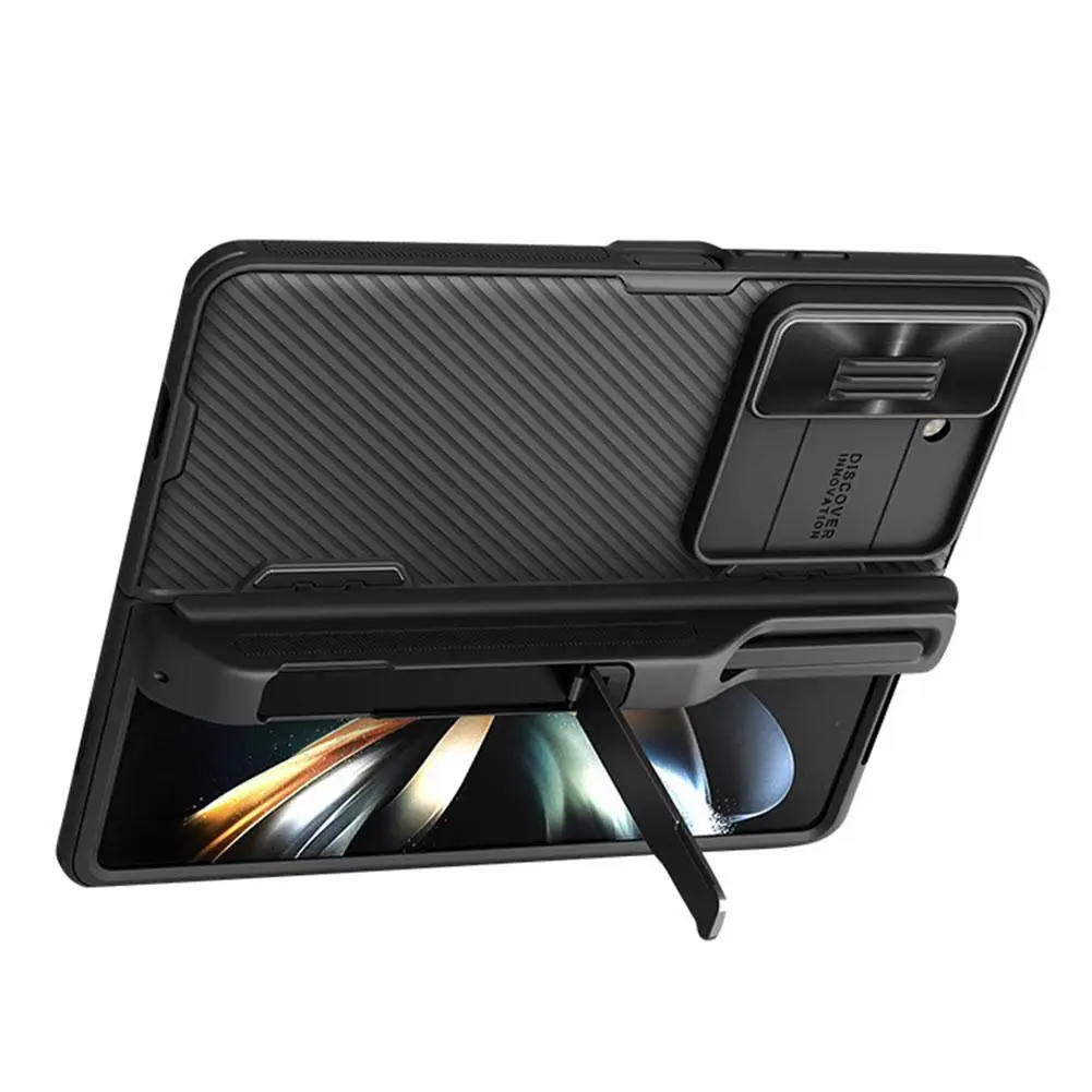 Твърд калъф за телефон Samsung Galaxy Z Fold 5-кратно калъф със скрита за монтиране на стена, ръчен държач, прибиращият се капак за фотоапарата Protect P9A5