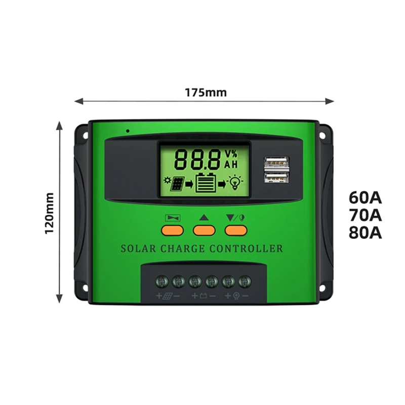 1 бр 60A PWM Слънчев контролер на заряд на Зелено ABS + алуминий за слънчеви панели Regulador