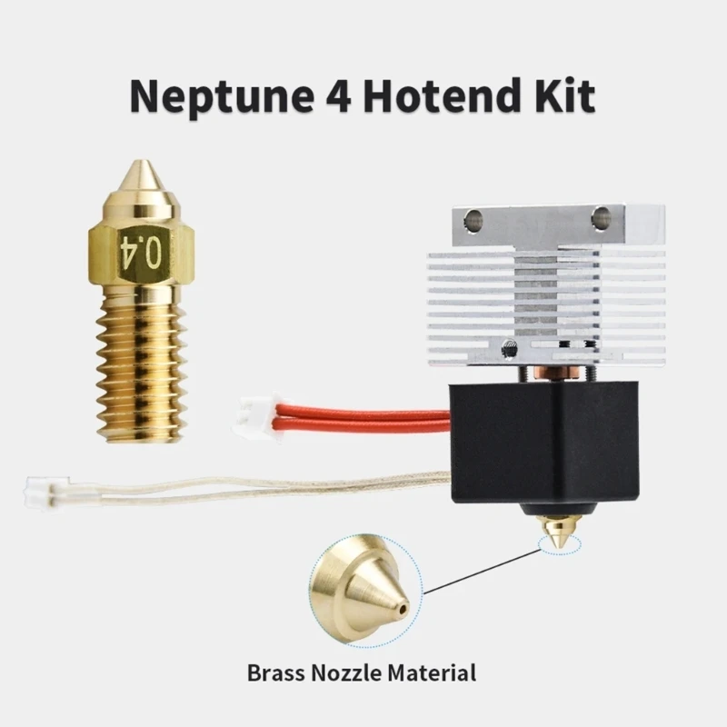 Обновена за 3D-принтер Neptune 4 / 4Pro Hotend Kit, Биметаллическая горловина, Метална нагревательная тръба, латунная наставка 0,4 мм, отопление прът