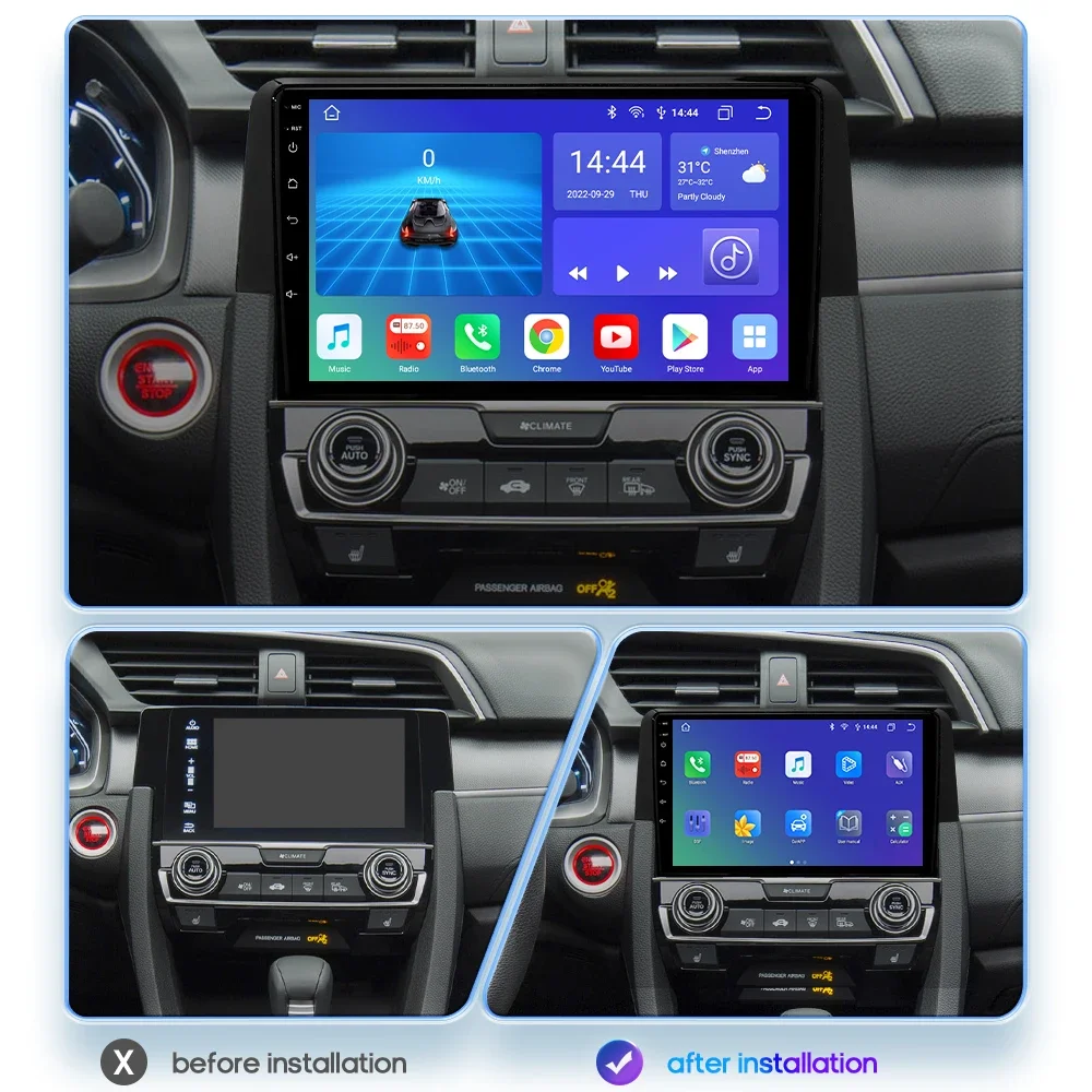 7862 Интелигентна Система 2din Android Авто Радио, Мултимедиен Плейър за Honda Civic 10th GPS Главното Устройство Carplay 4G WIFI DSP BT Стерео