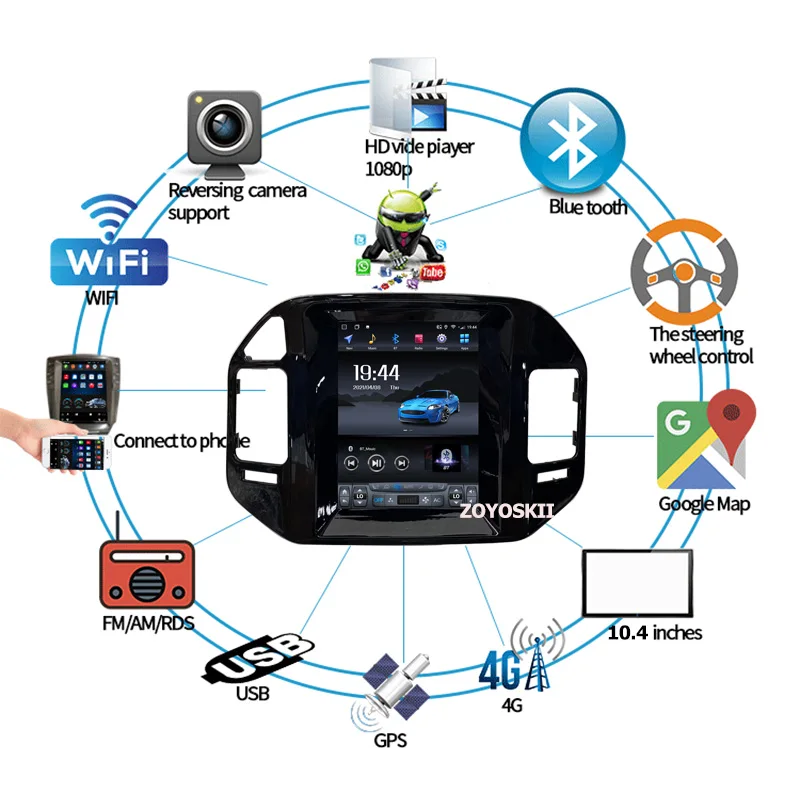 Автомобилно Радио Авто Аудио Главното устройство GPS Навигация Плейър За Mitsubishi Pajero 3 V73 Android 10 Tesla Style 2004-2011 Carplay